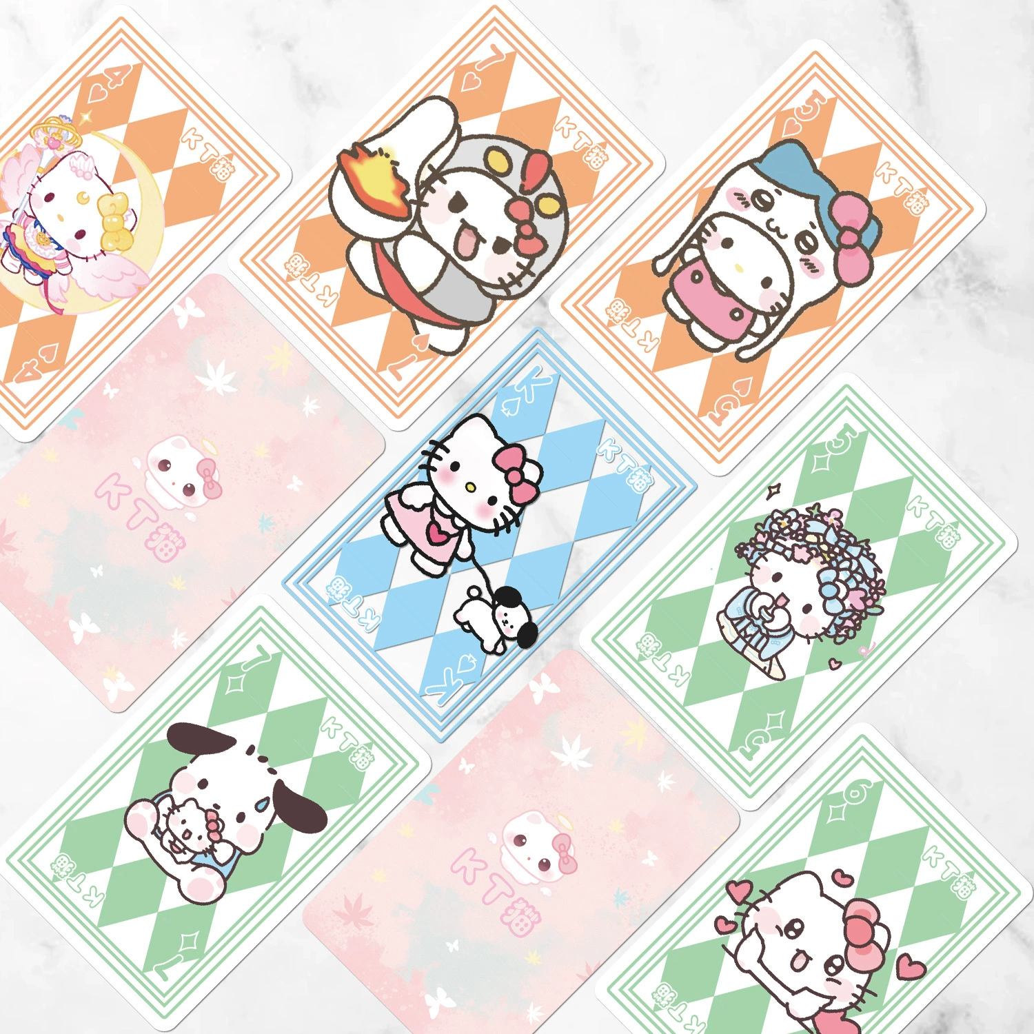 Игральные карты Hello Kitty, 55 карт, милый карманный набор, розовая иллюстрированная колода