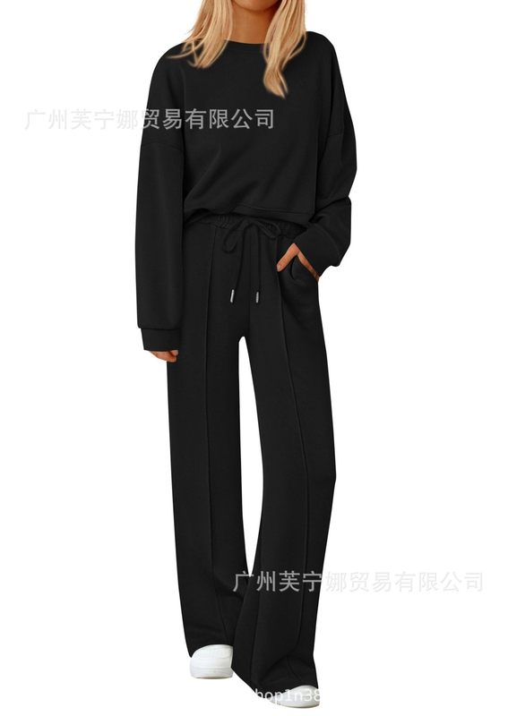 2025秋冬欧美跨境亚马逊temu速卖通新款宽松纯色长袖长裤两件套装|undefined