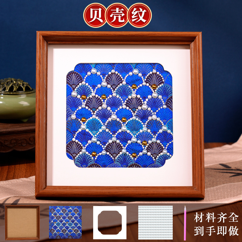 仿宋锦珍珠画diy材料包套装非遗手工相框装饰画教师节活动礼物|undefined