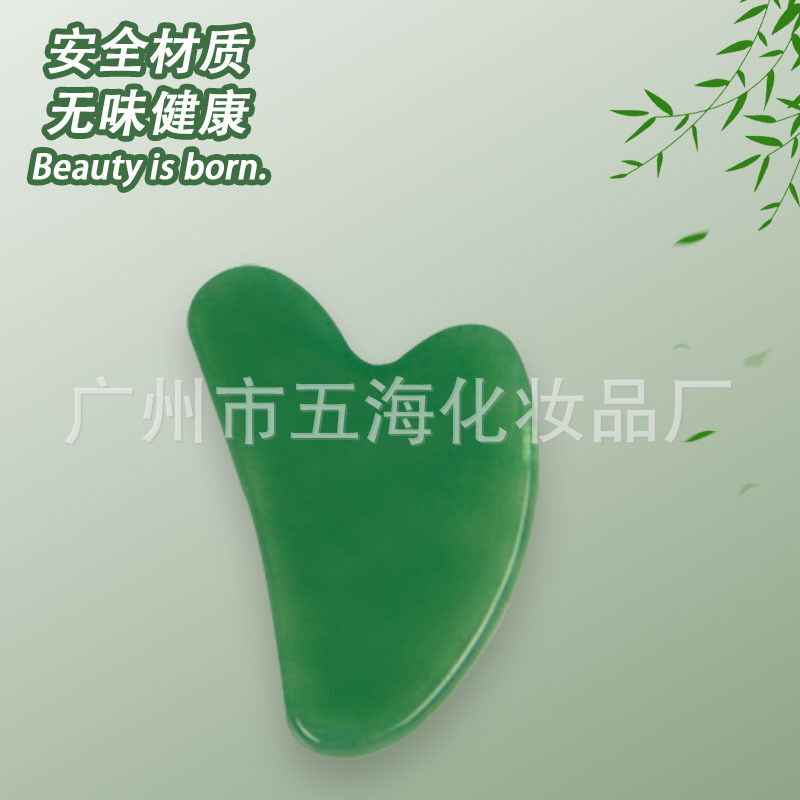 Venta directa de fábrica polvo de cristal en forma de corazón raspado Xiuyu Jade rodillo masajeador facial masaje de belleza en stock al por mayor