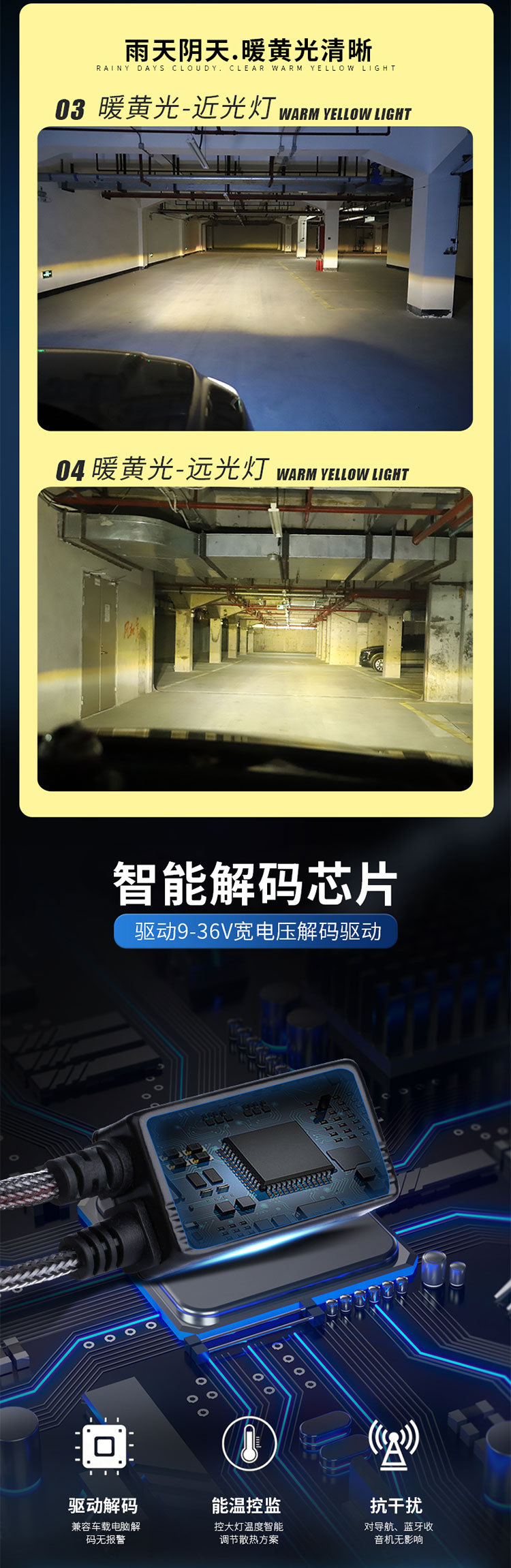Cross-border hot sale M95 three-color laser car led headlight four copper tube 200W high-power intelligent decoding headlight