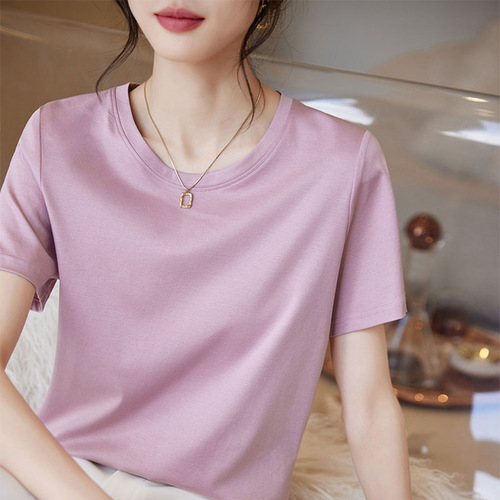 Women's 2025 New High-End Short-Sleeve T-Shirt, Solid Color Loose Half-Sleeve Sweatshirt Top for Summer