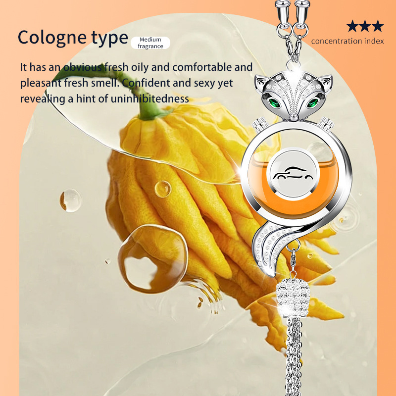 Car hanging, Qìchē Interior Accessories - fox-silver-alloy-pendant-with-cologne-fragrance-small-car-logo