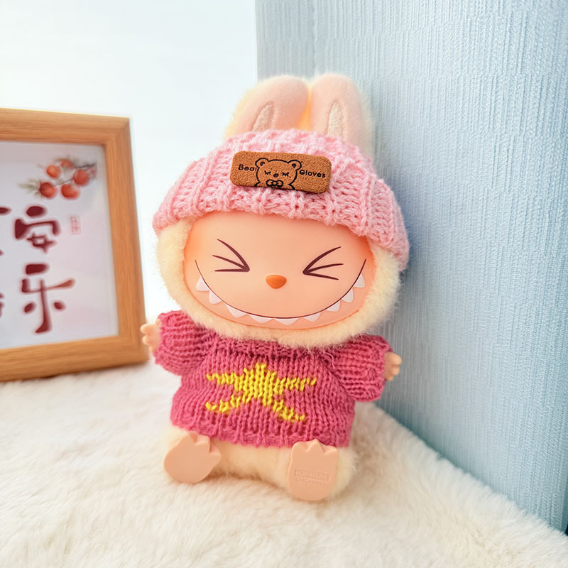 Solo ropa] Llavero de primera y segunda generación Labubu colgante de ropa Rabubu ropa de bebé suéter de punto traje de sombrero