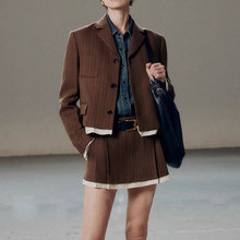 现货开KEI意大利精纺可拆卸压皱撞色边西服套装女2025夏季新