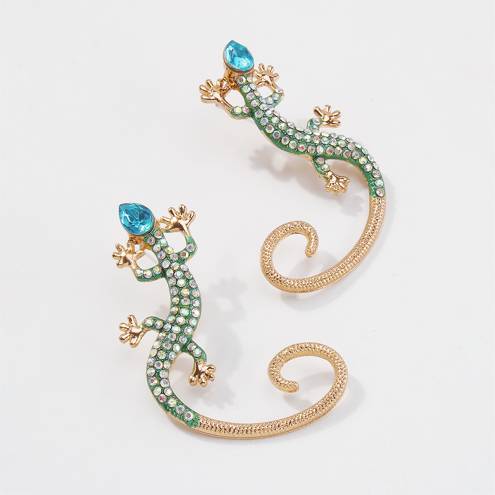 Nihaojewelry rtro gecko forme incrust de diamants boucles d39oreilles bijoux en grospicture6