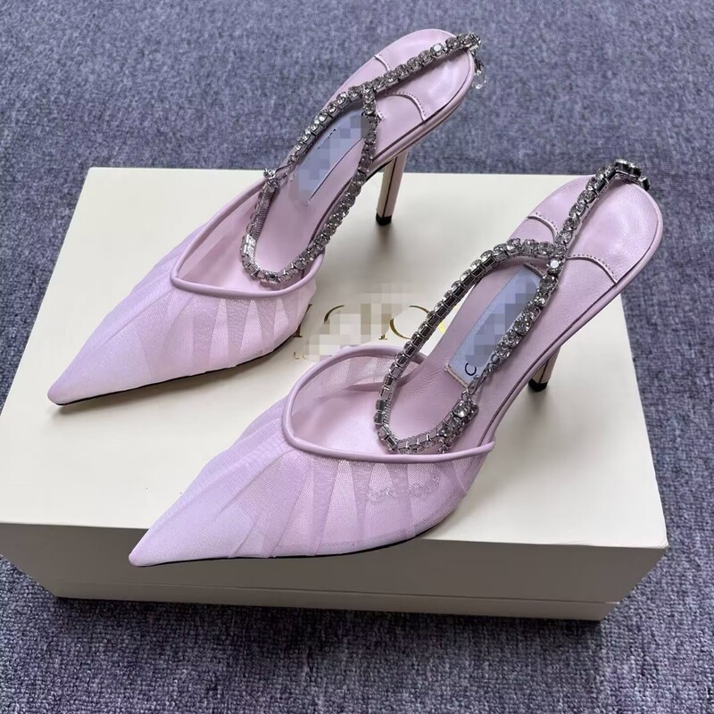 New Style Sheer Mesh Rhinestone Fairy-Style Fashionable High Heels, Genuine Leather Shallow Pointed Toe Stiletto Wedding Shoes for Women New Style Sheer Mesh Rhinestone Fairy-Style Fashionable High Heels, Genuine Leather Shallow Pointed Toe Stiletto Wedding Shoes for Women