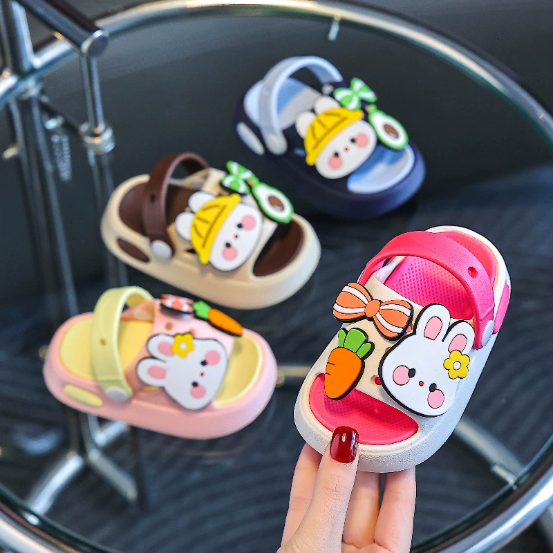 Тапочки для девочек Летний ребенок EVA Съемная крытая мягкая подошва малышей нескользящие кролик тапочки для мальчиков