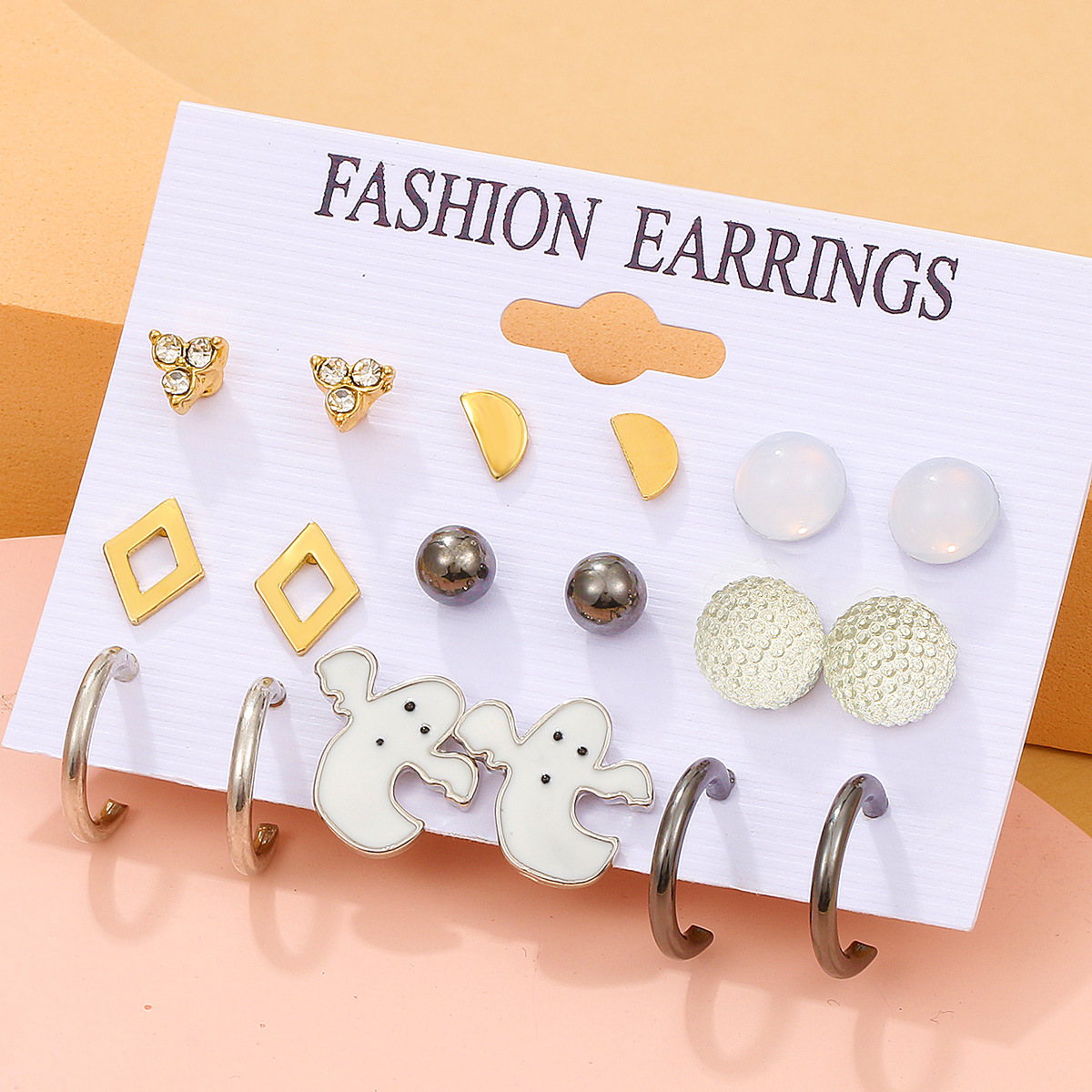 Skull Pumpkin Earrings Set Halloween Cartoon Funny Dripping Spider Earrings display picture 7