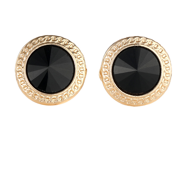moda nuovi gemelli rotondi placcati oro zircone camicia francese uomo business polsini chiodi gemelli_voghion.com