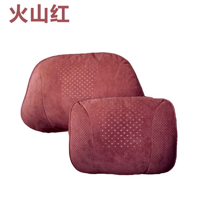 Headrest: Deerskin Velvet S-Class Soft and - suede-volcano-red-headrest-and-lumbar-support-combination-pack
