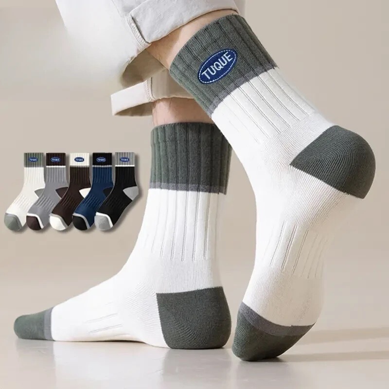 [3 Pairs] Autumn and Winter Mid-Calf Socks for Men and Women, Trendy, Breathable, Sweat-Absorbent, Sporty, Solid Color Long Socks Y183