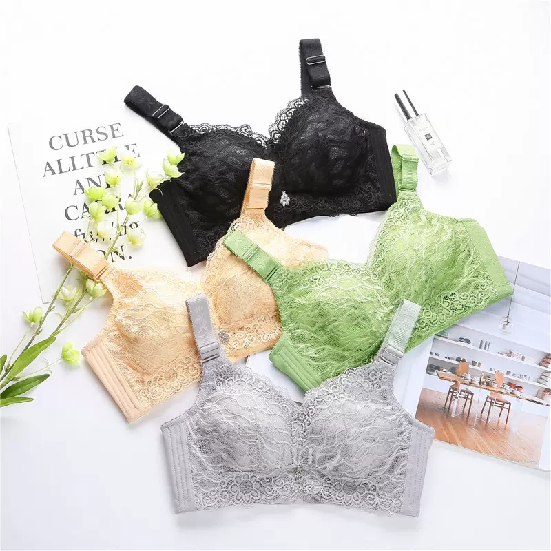 全罩杯无钢圈无海绵大胸显小薄款文胸透气防外扩收副乳调整型内衣