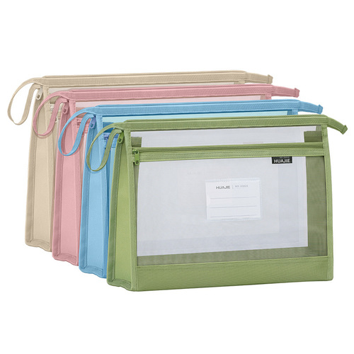 Huajie factory wholesale thick double-layer mesh subject bag classified file bag 3D large capacity storage bag