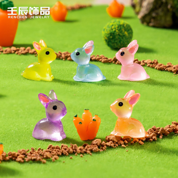 Cartoon animal luminous colorful rabbit micro landscape DIY…