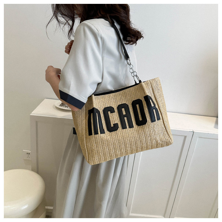 Large capacity fashion tote bag 2025 new style this year's popular woven single-shoulder bag underarm letter handbag wholesale undefined