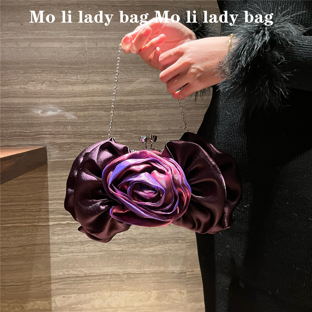 270g Weight Polyester Lining Material Open Closure Type Top Handle Strap Type Evening Bag Bags Type Daily, Street, Shopping Occasion Silk Material Flower Pattern All Seasons Season Women's Gender Elegant, Streetwear Style Square Shape Small Size Red Purple Silver Silk Flower Square Evening Bags 8
