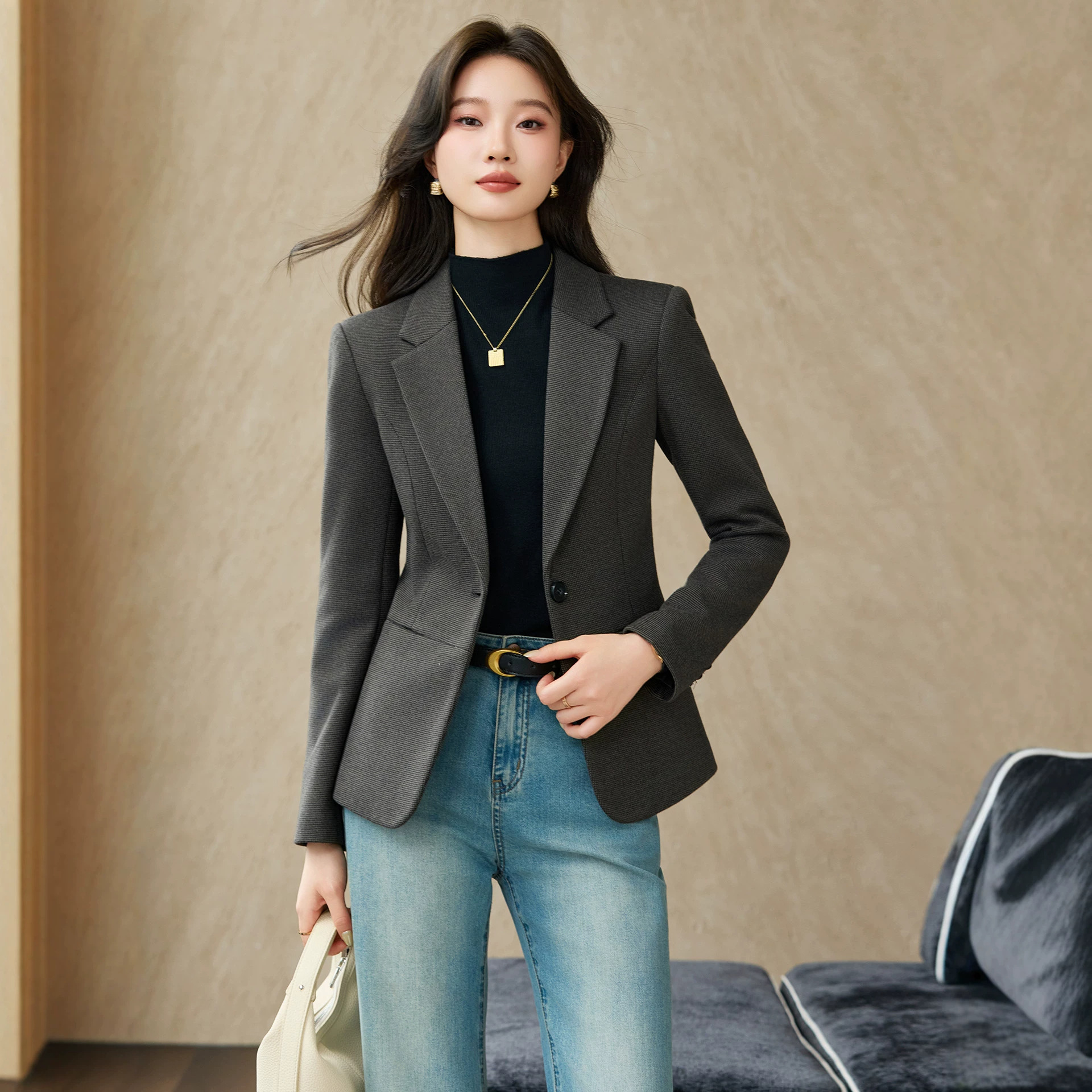 Women's 2026 New Style Wool Blazer, Elegant, Stylish, Casual, Versatile, Suitable for Work and Commute, Petite Size