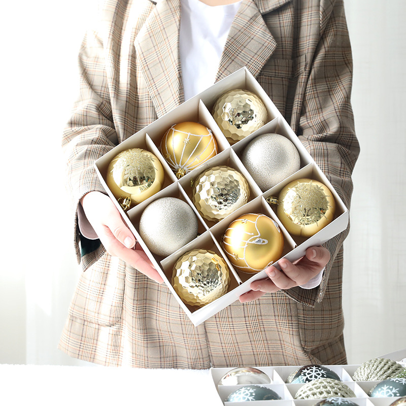 Árbol de Navidad transfronterizo colgante bola de decoración de Navidad atmósfera de 8cm bolas de Navidad pintadas bolas de colores