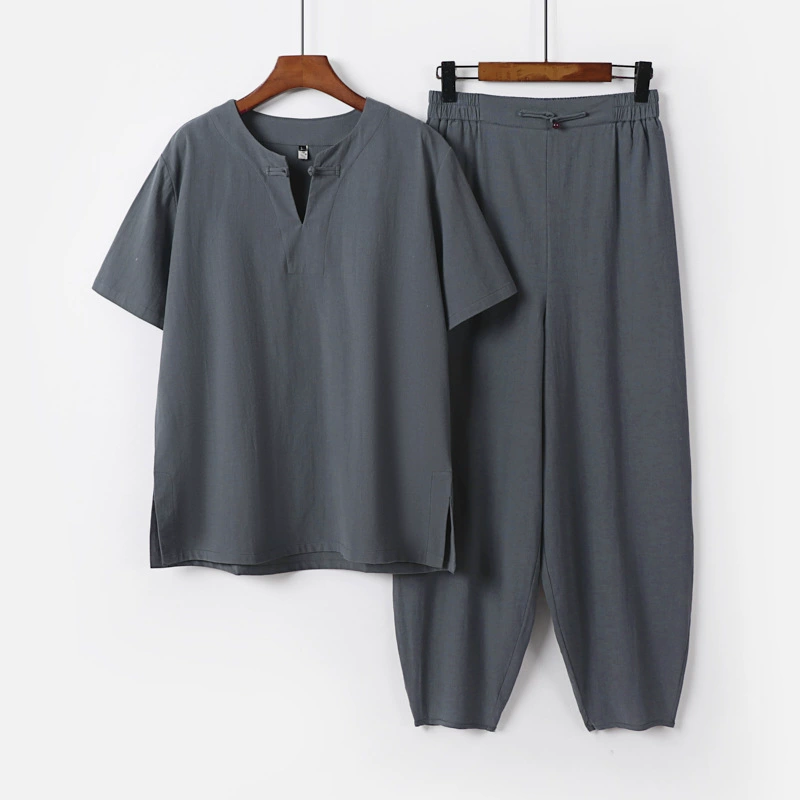 Свободный весенне-летний новый мужской костюм для йоги, свободный хлопок и лен, весенне-осенний индийский костюм для медитации в стиле дзен, комплект из двух предметов большого размера для медитации