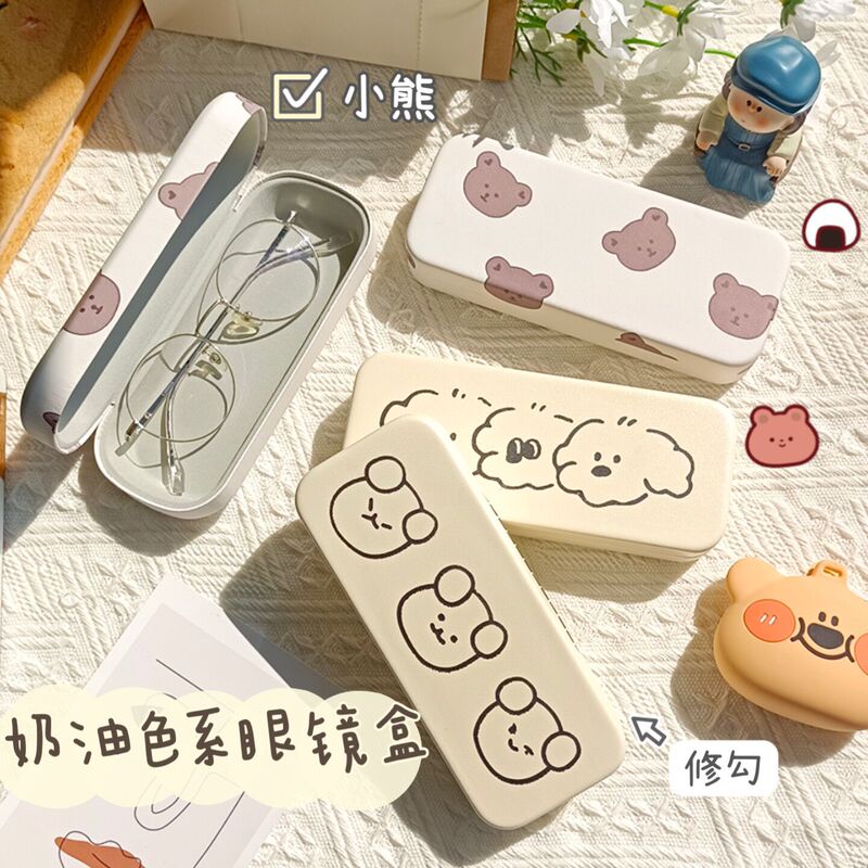 Glasses Case ins Cute Portable Women's Frame Myopia Glasses Storage Box Compression-resistant Drop-resistant Cartoon Couple Glasses Case