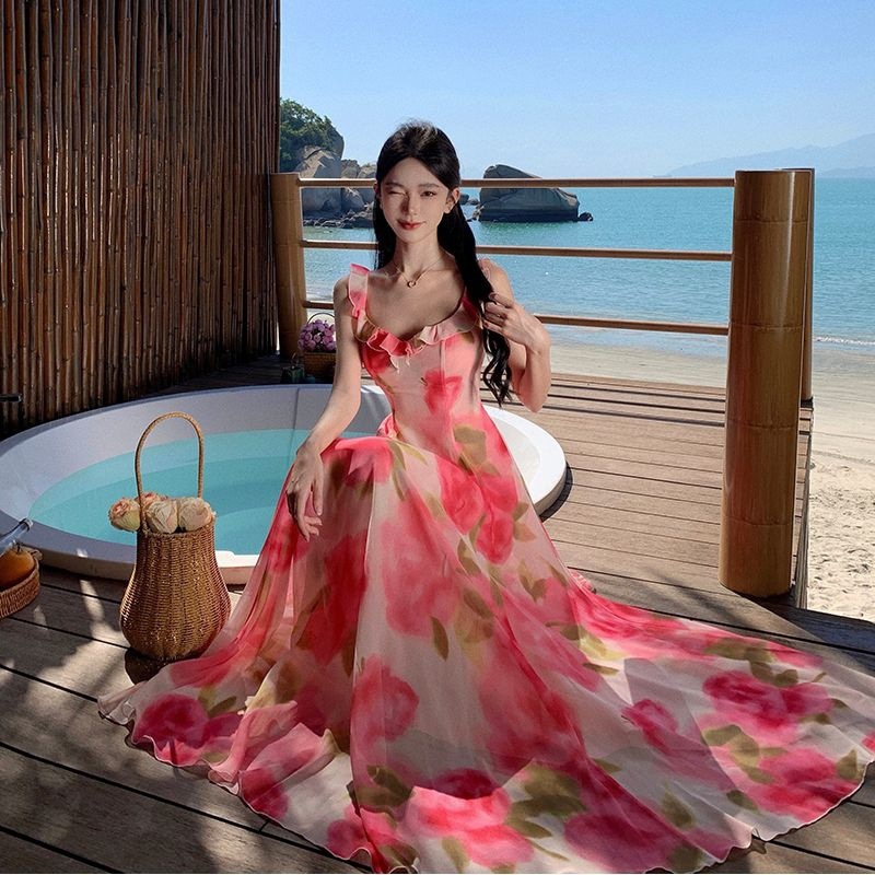 High-grade Seaside Vacation Chiffon Dress