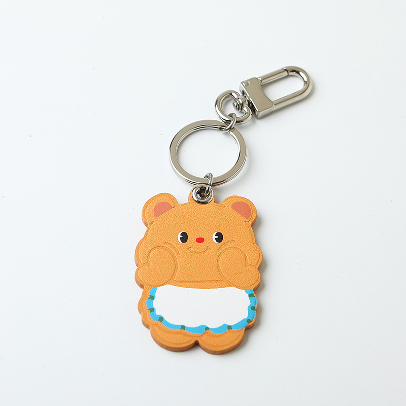 Adapted LV presbyopy bag pendant cute cream bear first layer beeswax cowhide leather ornaments doll accessories