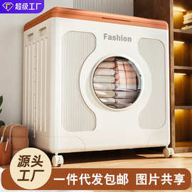 收纳箱翻盖衣服家用卧室带滑轮整理箱可折叠被子衣物防尘储物箱子