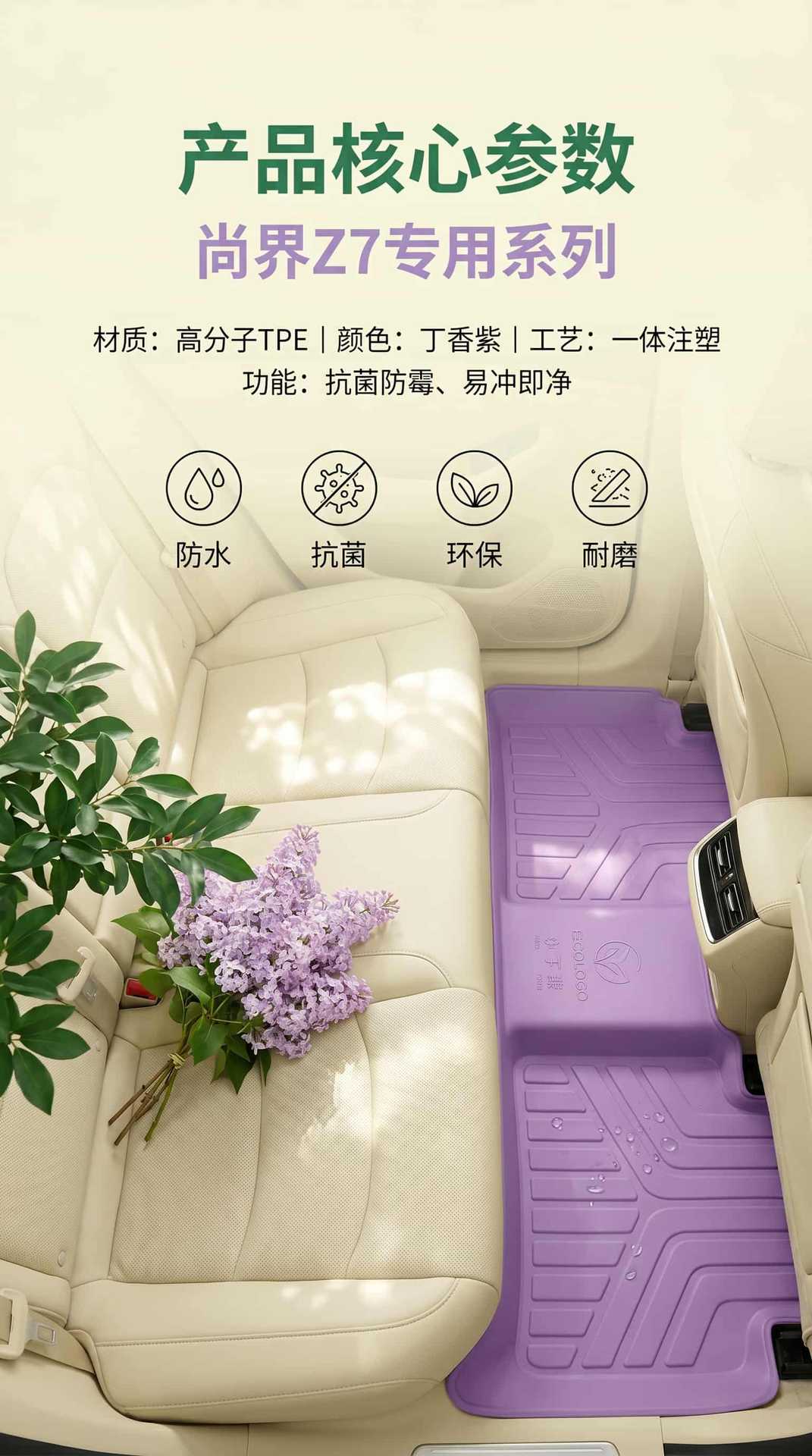Tpe Floor Mats for the Shangjie Z7 Model, Waterproof and Dustproof Car Interior Accessories, Yellow Tpe Floor Mats