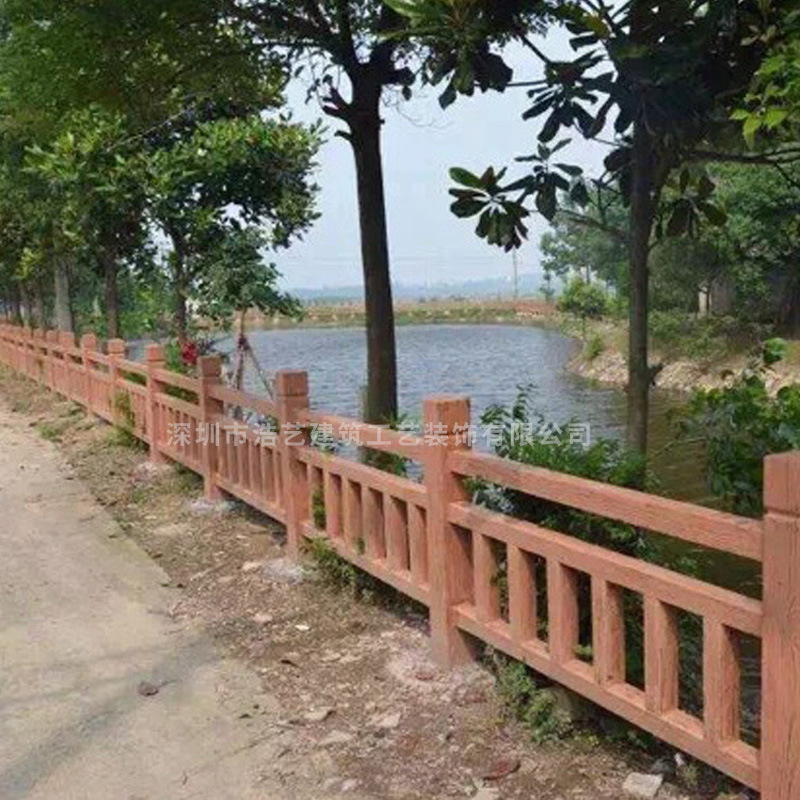 仿木栏杆 仿木护栏 河提园林混凝土仿木纹隔离栏 厂家直销