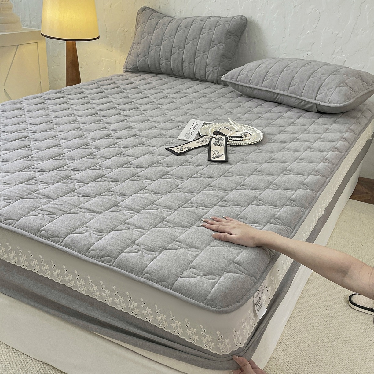 Cama de algodón de encaje de algodón tipo A cubierta de cama de algodón de cama de