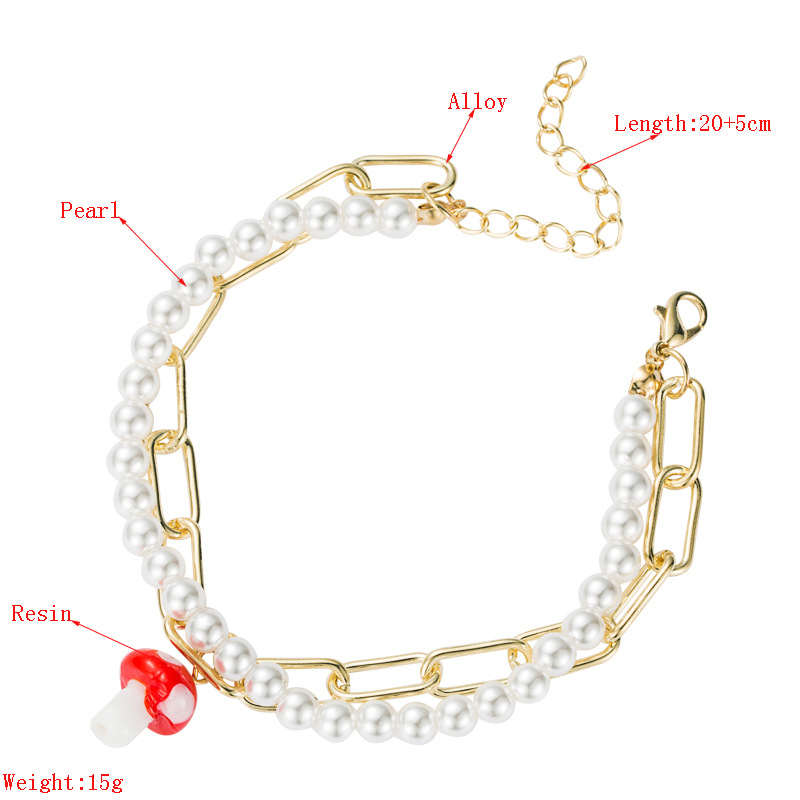 Simple U-shaped Chain Pearl Mushroom Multi-layer Bracelet display picture 1