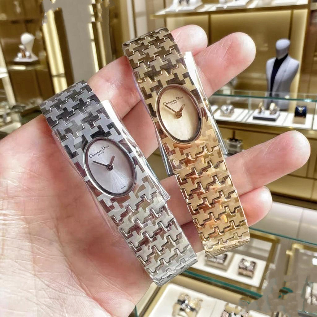 Dr Di Zhonggu Watch for Women, Fashionable Houndstooth Rectangular Quartz Watch, High-End Bracelet-Style Watch for Foreign Trade