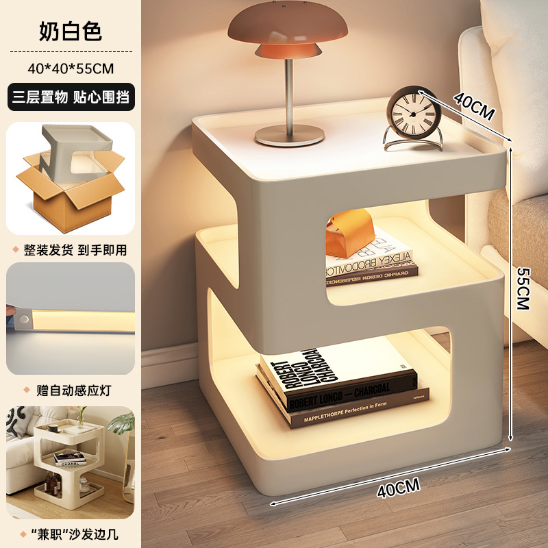 Mesa de cabezal de cama dormitorio armario de almacenamiento armario de almacenamiento estante de libros simple estante de visualización multifuncional estante de almacenamiento lateral doméstico