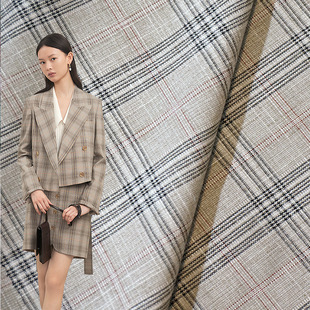 Japanese and Korean Style Spring and Summer Thin Suit Jacket Plaid Fabric TR Dress Fashion Fabric Hanfu Overskirt Plaid Fabric