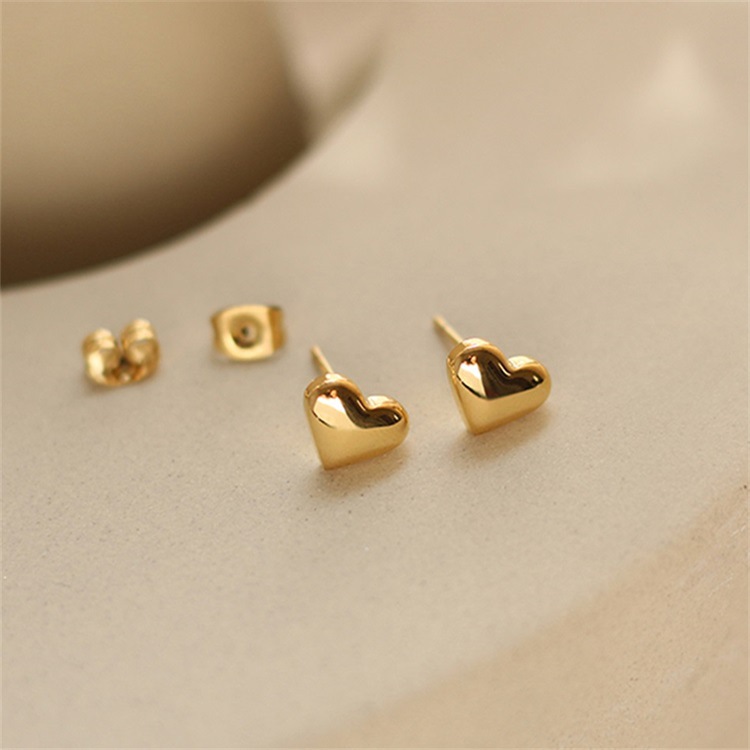 Simple Style Heart Shape Stainless Steel Ear Studs Stainless Steel Earrings