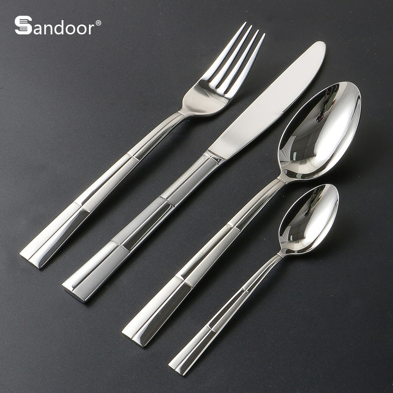 Shiduo 304 Stainless Steel Western Food Knife and Fork, Pleated Western Knife and Fork, Creative Sandblasted Knife, Fork, Spoon, Coffee Spoon, Export Quality