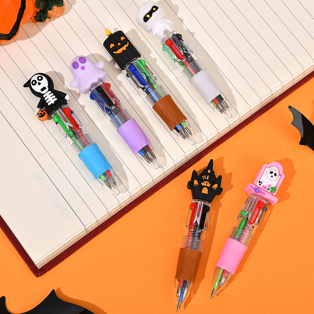 Ventas transfronterizas calientes de Halloween bolígrafo de cuatro colores mini serie de dibujos animados lindos bolígrafo de color para estudiantes papelería bolígrafo de regalo