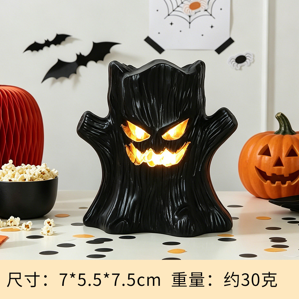 Decoración de Halloween esqueleto fantasma mesa de lámparas colocado horrores árbol demonio calabaza lámpara decoración de fiesta velas lámparas de noche