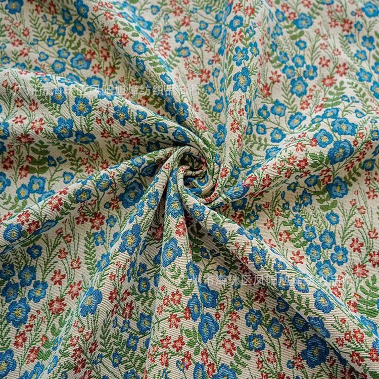 田园小清新碎花色织提花布料 服装短裙设计面料箱包桌布面料DIY布