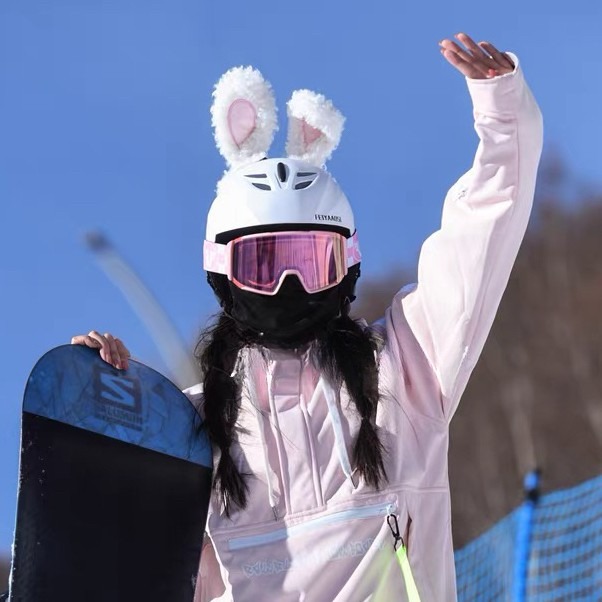 Ski Helmet Decoration Cartoon Plush Rabbit Ears Decoration Stickers Motorcycle Motorcycle Electric Vehicle Helmet Decoration Accessories