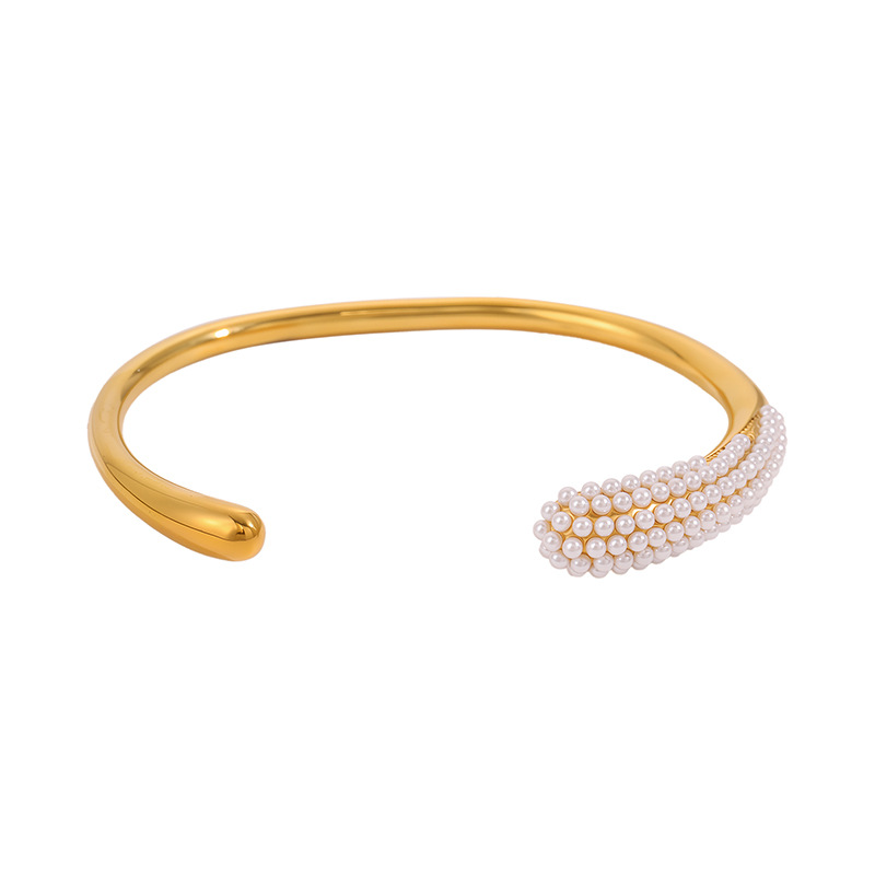 Pulsera de acero de titanio para mujer, sentido de alta gama, pulsera retro europea y americana que no se desvanece, oro de arena, apertura, circón, joyería de pulsera de acero inoxidable image 44
