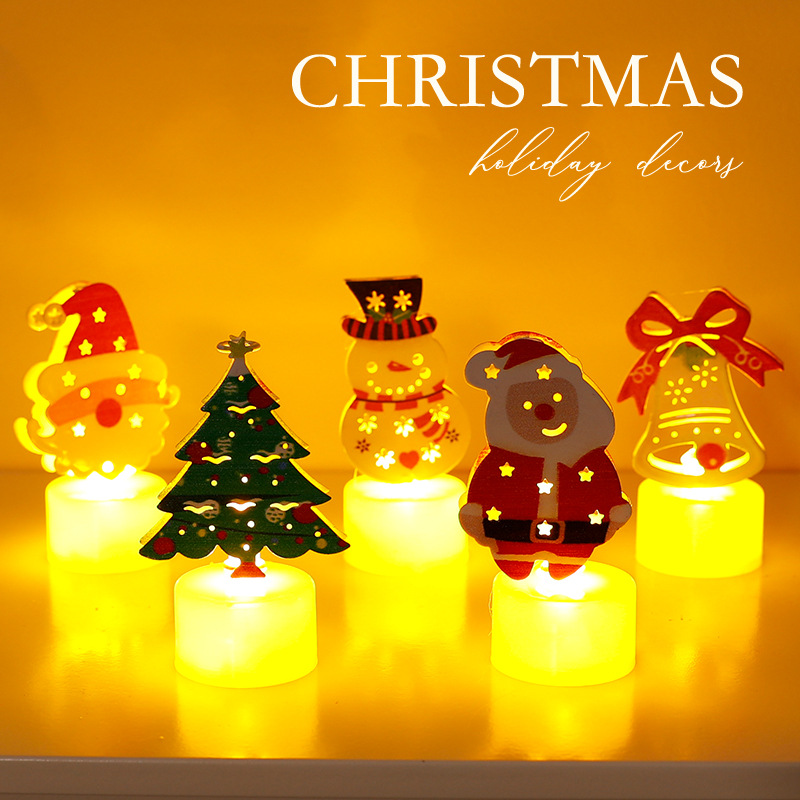 LED Christmas Candle Lights Set – Battery-Operated Flameless Candles With Santa, Tree, Snowman & Bell Designs For Holiday Decor_voghion.com