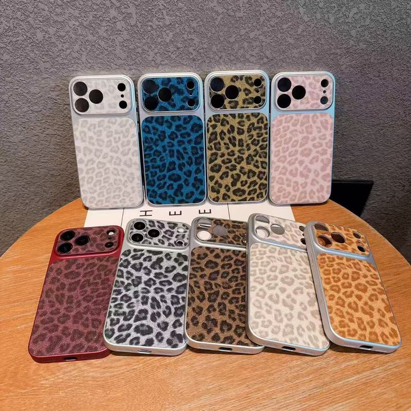 New Glittery Leopard Print Leather Phone Case for iPhone 18 Pro Max, Compatible with Apple 17 Pro, Precision Cutouts, Hard Case for 16 Pro