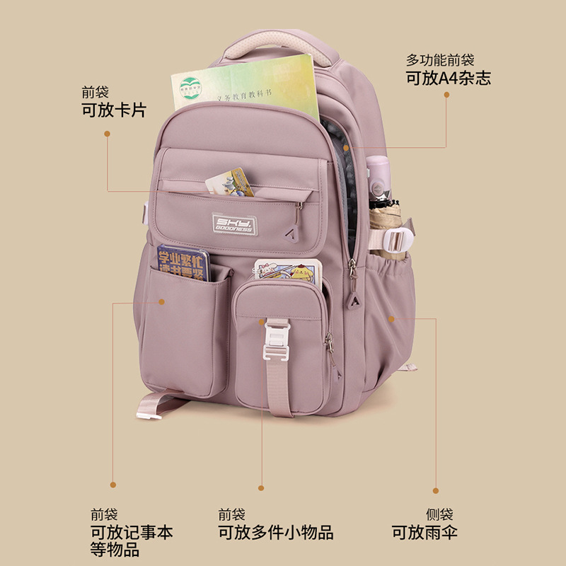 Nueva mochila de gran capacidad multifuncional simple de color sólido, de alto valor, escuela, viaje, mochila escolar para estudiantes de todo fósforo