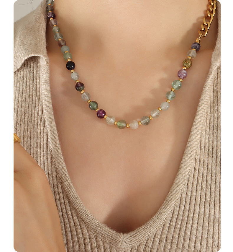 Ethnic Style Geometric Stainless Steel natural stone Necklace