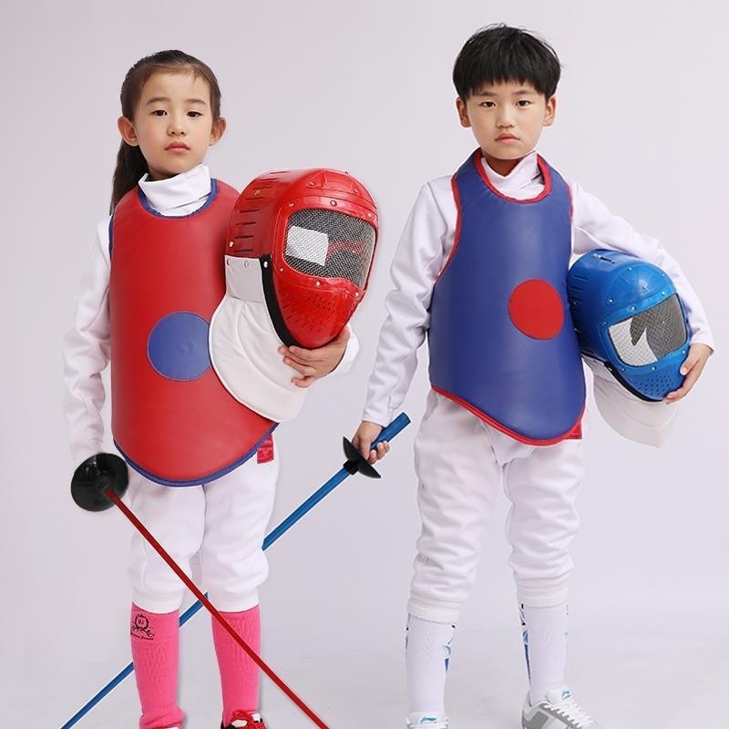 フェンシング服セット、子供用トレーニング用品、花剣、重剣、三連セット、プラスチックマスク、胸部保護具|undefined