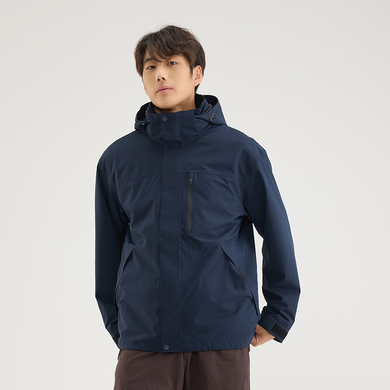 伯同風フルヒートシールアウトドアジャケット3in1、女性用取り外し可能防風防水、男性用登山服、ダウンジャケット