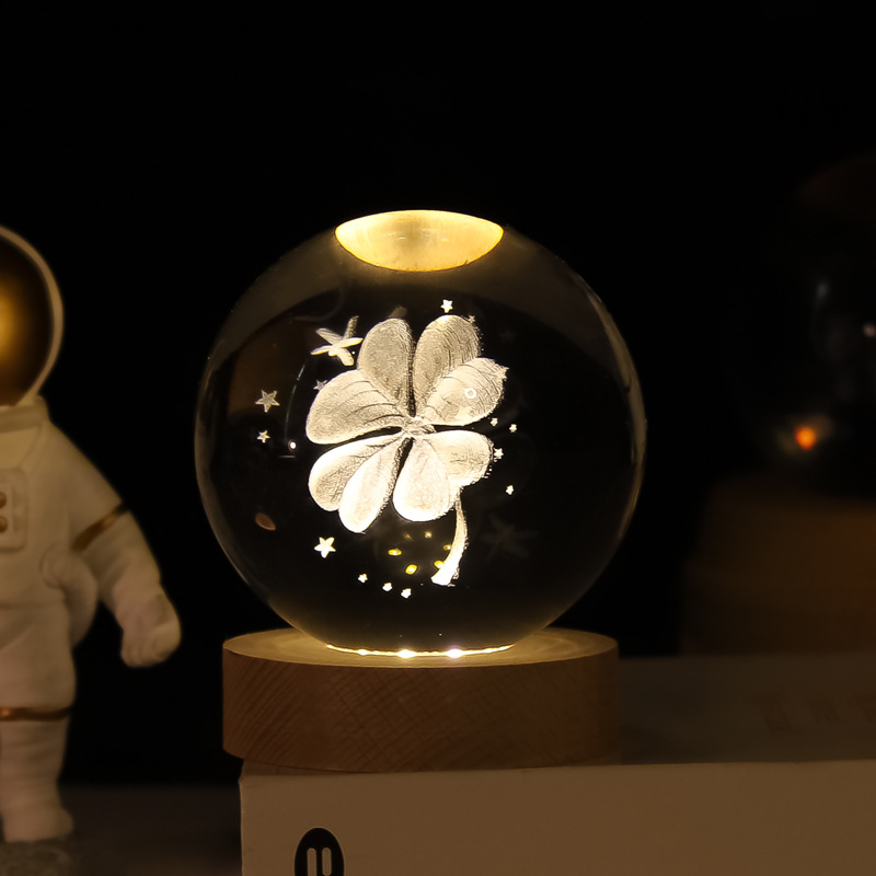 Lámpara Nocturna de Bola de Cristal 3D de Cristal Blanco, Grabado 3D e Iluminación LED, para Decoración y Regalo de Cumpleaños image 33