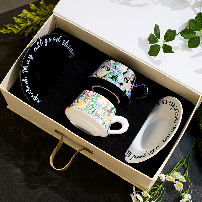 French-Style Coffee Cup Series, Retro Water Cup Set, Ceramic Mug Gift Box, Business Cup, High-End and Elegant French-Style Coffee Cup Series, Retro Water Cup Set, Ceramic Mug Gift Box, Business Cup, High-End and Elegant